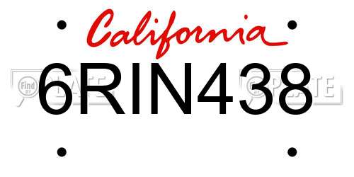 6RIN438 California License Plate
