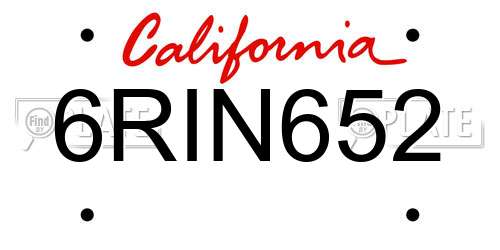 6RIN652 California License Plate