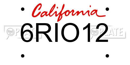 6RIO12 California License Plate