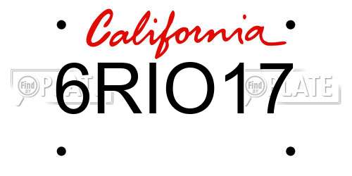 6RIO17 California License Plate