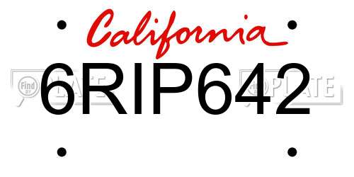 6RIP642 California License Plate