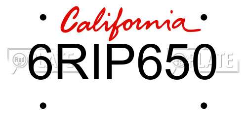 6RIP650 California License Plate