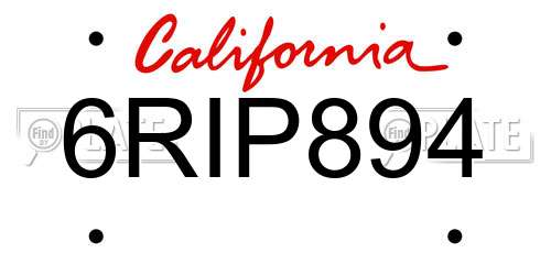 6RIP894 California License Plate