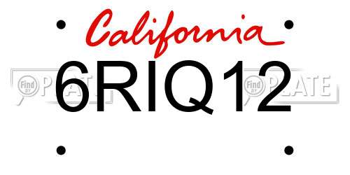 6RIQ12 California License Plate