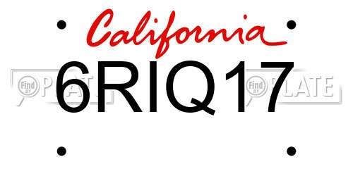 6RIQ17 California License Plate