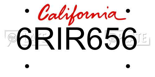6RIR656 California License Plate