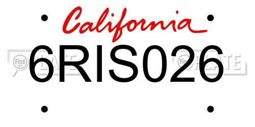 6RIS026 California License Plate