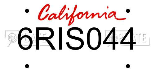 6RIS044 California License Plate
