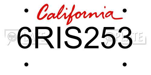 6RIS253 California License Plate
