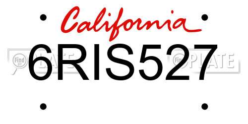 6RIS527 California License Plate