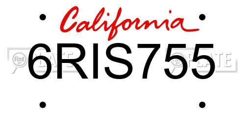 6RIS755 California License Plate