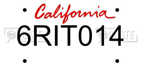6RIT014 California License Plate
