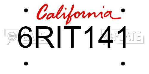6RIT141 California License Plate