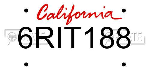6RIT188 California License Plate