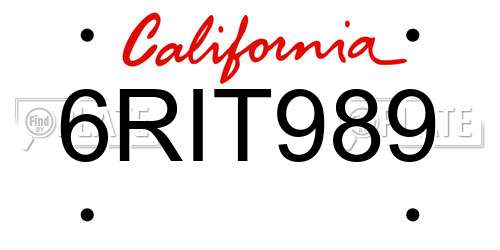 6RIT989 California License Plate