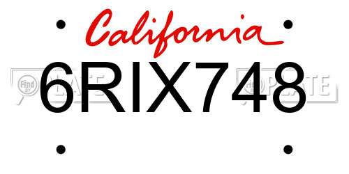 6RIX748 California License Plate