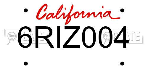 6RIZ004 California License Plate