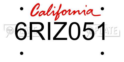 6RIZ051 California License Plate