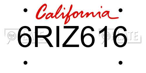 6RIZ616 California License Plate