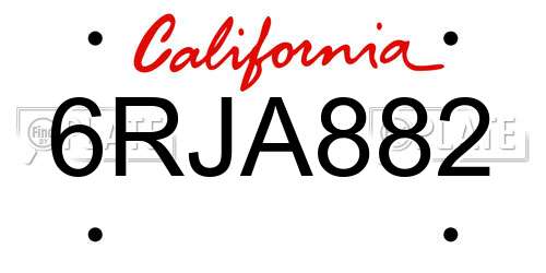 6RJA882 California License Plate