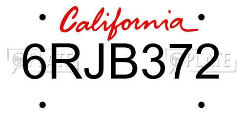 6RJB372 California License Plate