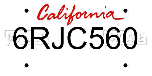 6RJC560 California License Plate