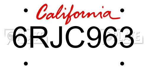 6RJC963 California License Plate