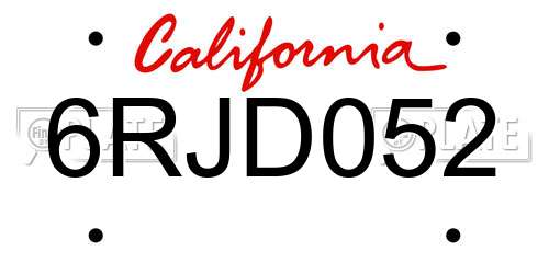 6RJD052 California License Plate