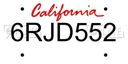 6RJD552 California License Plate