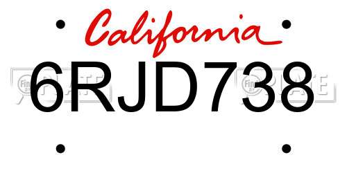 6RJD738 California License Plate