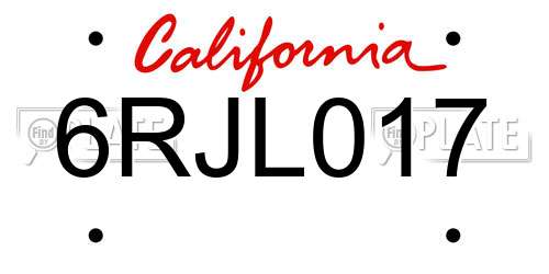6RJL017 California License Plate