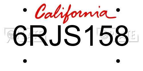 6RJS158 California License Plate