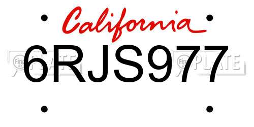 6RJS977 California License Plate