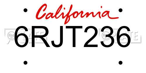 6RJT236 California License Plate