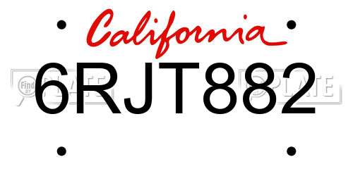 6RJT882 California License Plate