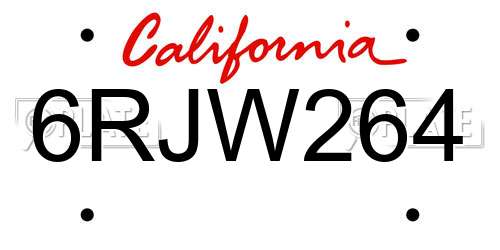 6RJW264 California License Plate