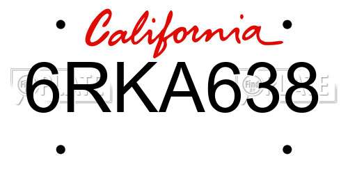 6RKA638 California License Plate