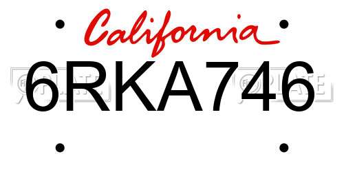 6RKA746 California License Plate