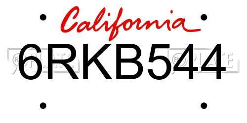 6RKB544 California License Plate