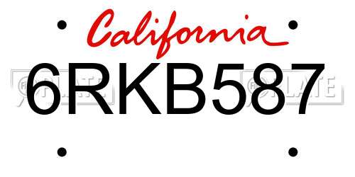 6RKB587 California License Plate