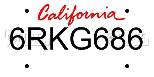 6RKG686 California License Plate