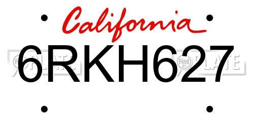 6RKH627 California License Plate