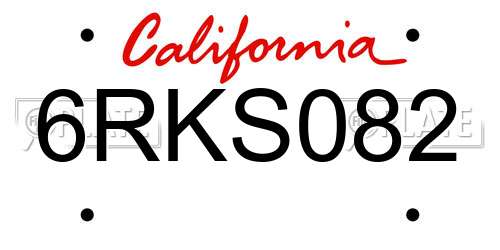 6RKS082 California License Plate