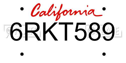 6RKT589 California License Plate