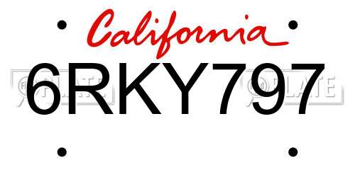 6RKY797 California License Plate
