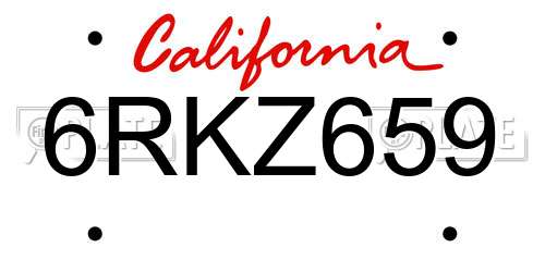 6RKZ659 California License Plate