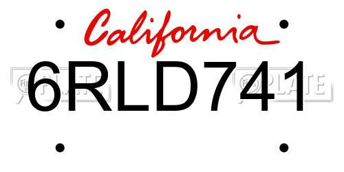 6RLD741 California License Plate