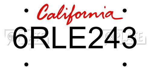6RLE243 California License Plate