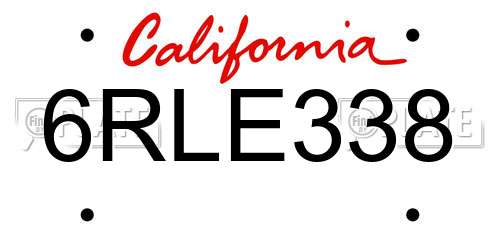 6RLE338 California License Plate