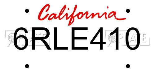 6RLE410 California License Plate